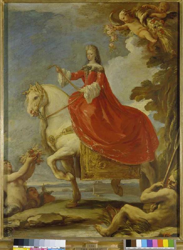 Dona Mariana von Neuburg zu Pferde van Luca Giordano
