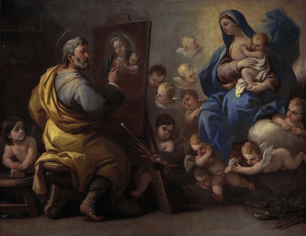L.Giordano, hl. Lukas malt die Madonna van Luca Giordano