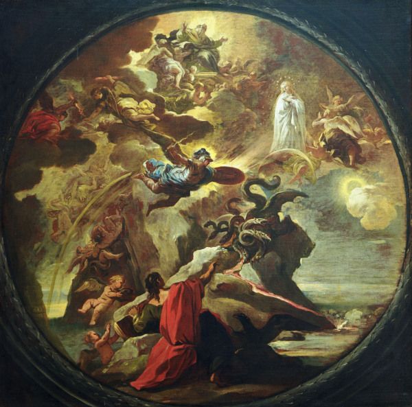 L.Giordano,  St. John on Patmos van Luca Giordano