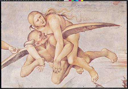 One of the Damned Riding on a Devil, from the Last Judgement van Luca Signorelli