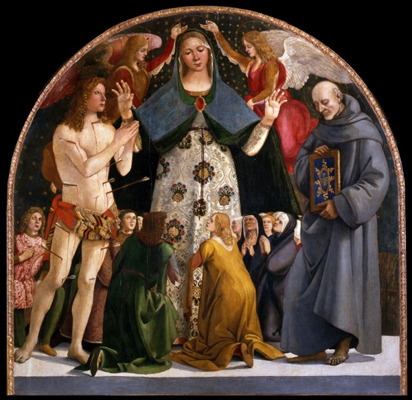 Madonna of Mercy and Saints Sebastian and Bernardino da Siena van Luca Signorelli