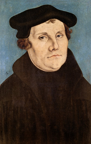 Portrait of Martin Luther (1483-1546) van Lucas Cranach (de oude)