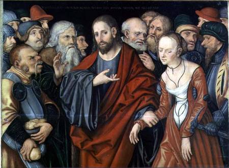 Christ and the Woman taken in Adultery van Lucas Cranach (de oude)