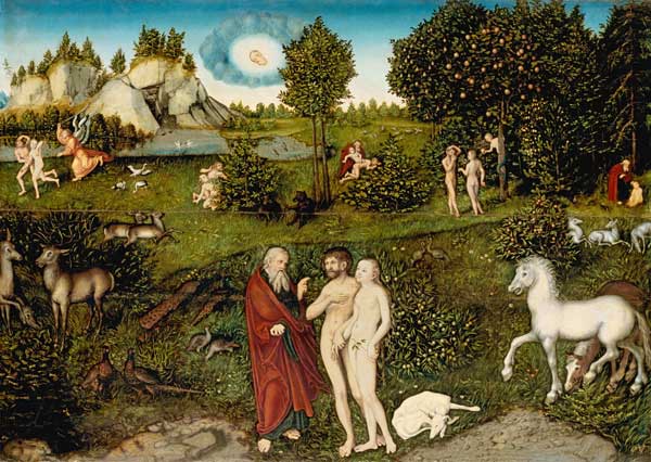 Das Paradies. van Lucas Cranach (de oude)