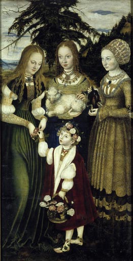 Die Heiligen Dorothea, Agnes und Kunigunde van Lucas Cranach (de oude)
