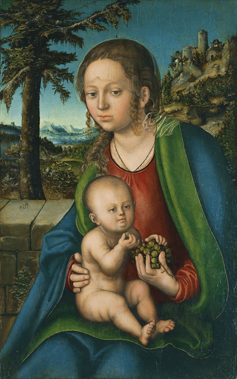 The Virgin with Child with a Bunch Grapes van Lucas Cranach (de oude)