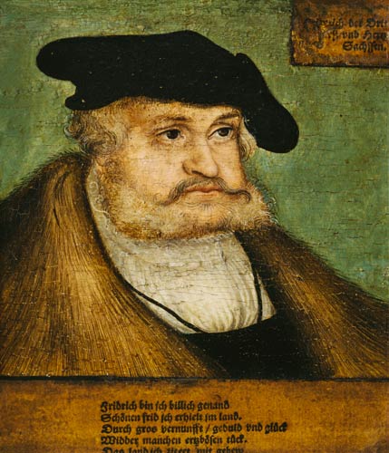 Portrait of Friedrich III (1463-1525) Elector of Saxony van Lucas Cranach (de oude)