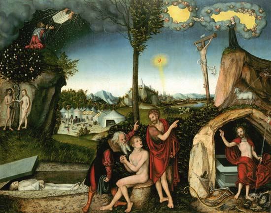 Sündenfall und Erlösung des Menschen van Lucas Cranach (de oude)