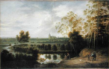 Landscape with Fisherman van Lucas Uden