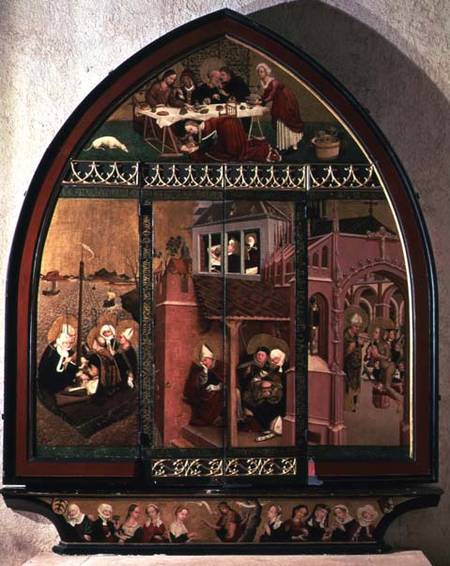 The Tiefenbronn Altarpiece (closed) 1432 (tempera & oil on parchment & panel) van Lucas um Moser