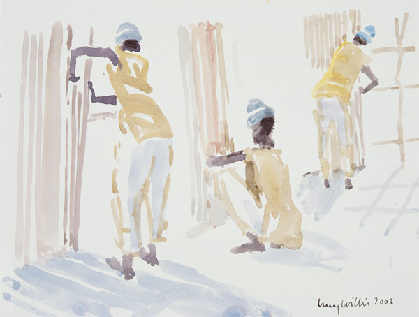 The Bamboo Fence, Senegal, 2003 (w/c on paper)  van Lucy Willis