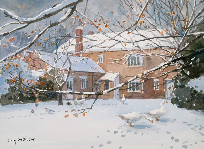 Farmhouse in the Snow van Lucy Willis