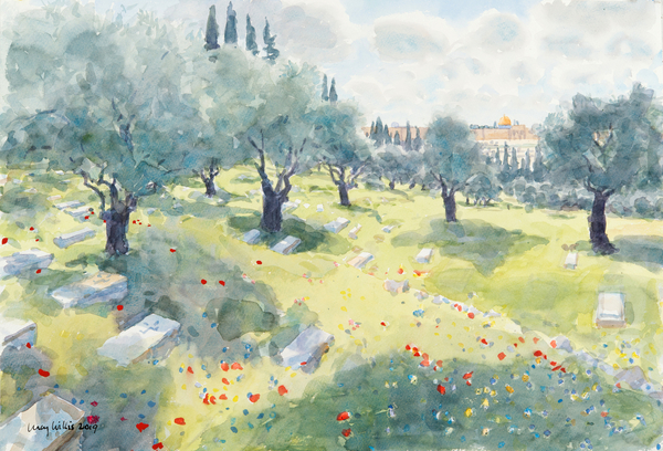 The Olive Grove (Temple Mount from The Kidron Valley, Jerusalem) van Lucy Willis