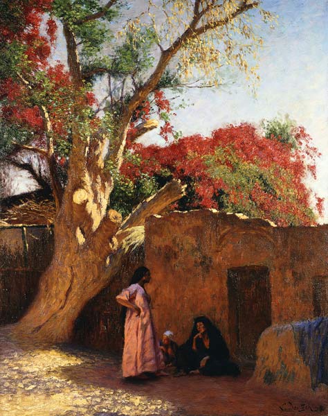 Eine arabische Familie außerhalb eines Dorfes. van Ludwig Deutsch
