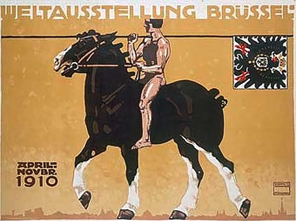 Poster for the Worlds Fair Brussels van Ludwig Hohlwein