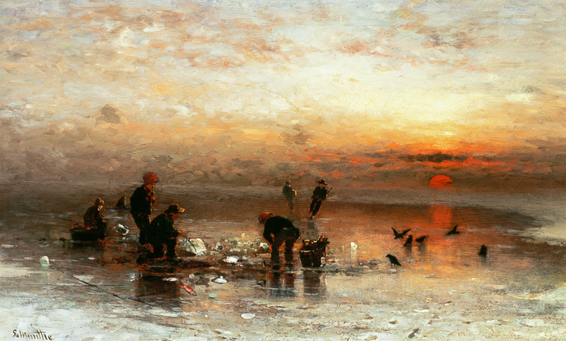 Fischfang im Winter van Ludwig Munthe