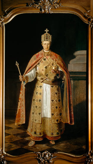 Francis II Holy Roman Emperor (1768-1835) wearing the Imperial insignia van Ludwig or Louis Streitenfeld