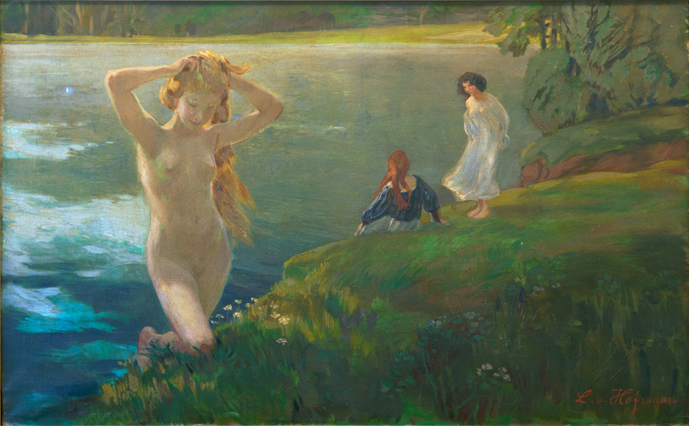 Bathing Girls van Ludwig von Hofmann
