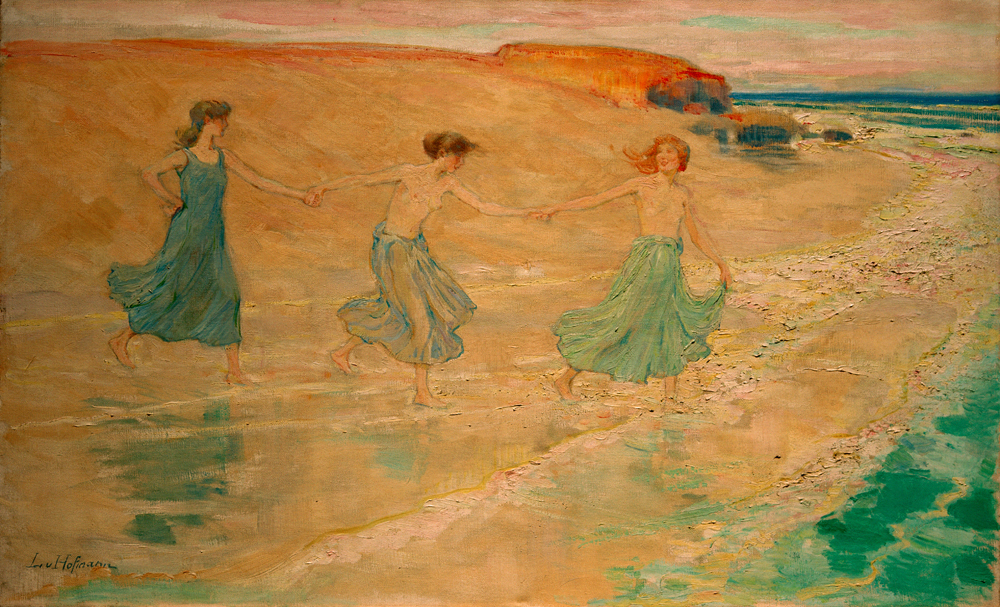Drei Mädchen am Strand van Ludwig von Hofmann