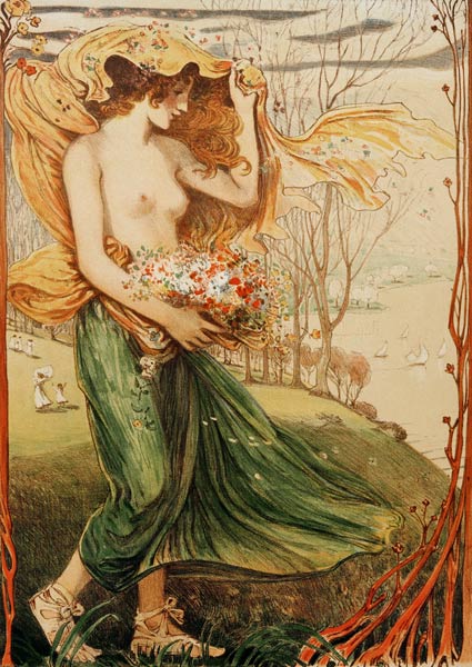 Flora (Verlobungsbild) van Ludwig von Hofmann