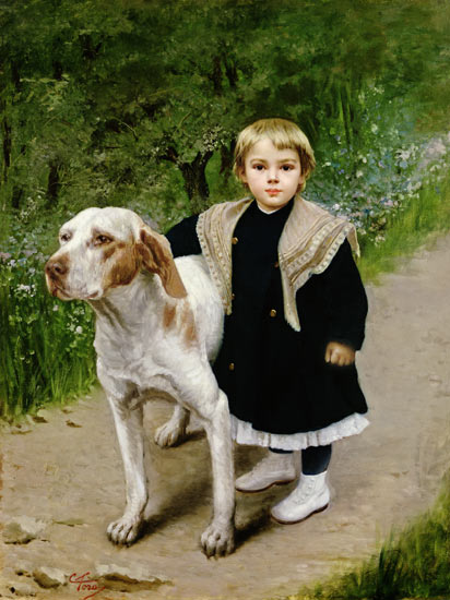 Young Child and a Big Dog van Luigi Toro