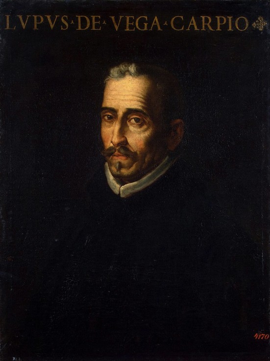 Portrait of the Poet Félix Lope de Vega (1562-1635) van Luis Tristan de Escamilla