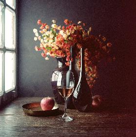 Still Life with Wine and an Apple