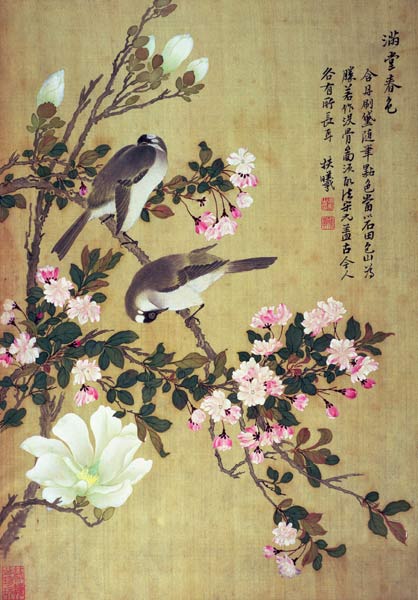 Crabapple, Magnolia and Baitou Birds van Ma  Yuanyu