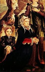 Betende Frau und Kind. Detail aus der rechte Tafelafel des Triptychons Kalvarienberg van Maerten van Heemskerck