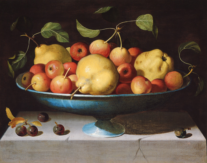 Fruchtschale mit Äpfeln und Birnen van Maestro della Fruttiera
