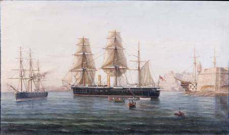 Sail and Steamships off Valletta van Maltese School