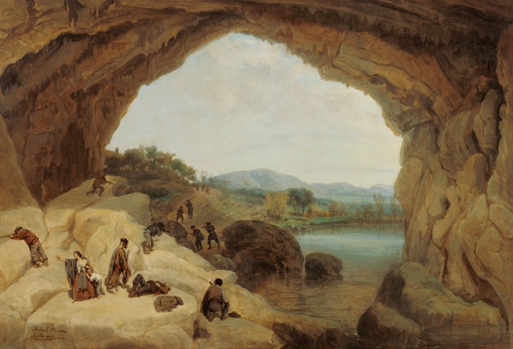 Ambushing a Group of Bandits at the Cueva del Gato van Manuel Barron y Carrillo