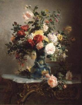 Vase of Roses and Other Flowers