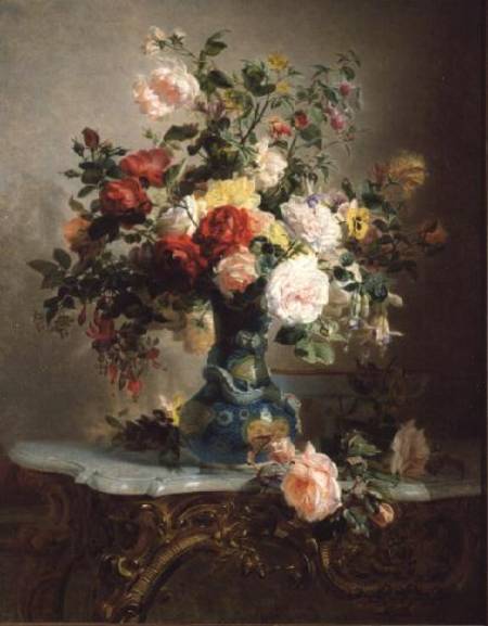 Vase of Roses and Other Flowers van Marc-Laurent Bruyas