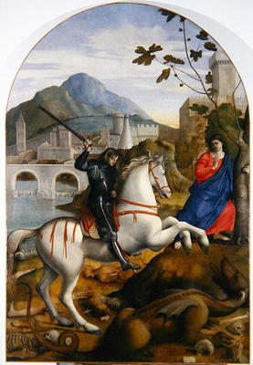 St. George and the Princess (oil on canvas) van Marco Basaiti