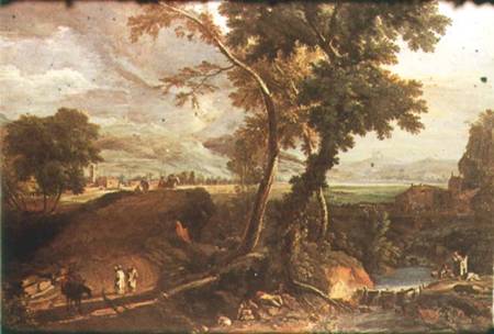 Landscape with a Torrent and Monks van Marco Ricci