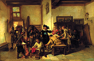 Soldaten plündern ein Gasthaus. van Mari Johann M.Henri Ten Kate
