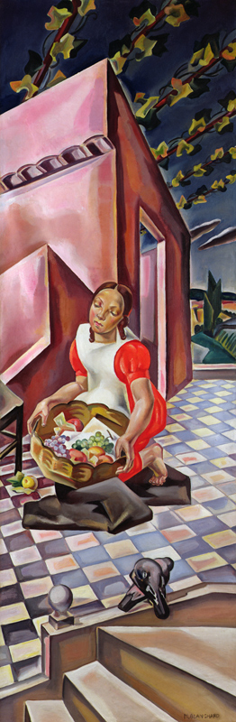 Young Girl with a Basket of Fruit van Maria Blanchard