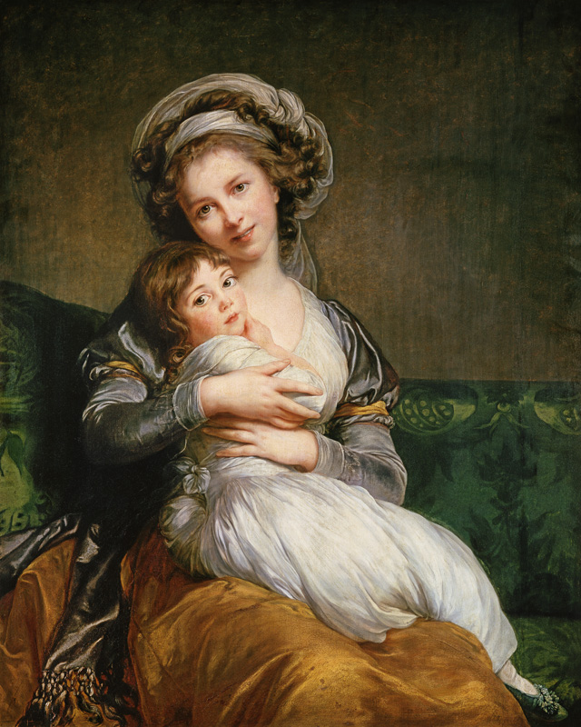 Portrait of the artist with her daughter van Marie Elisabeth-Louise Vigée-Lebrun