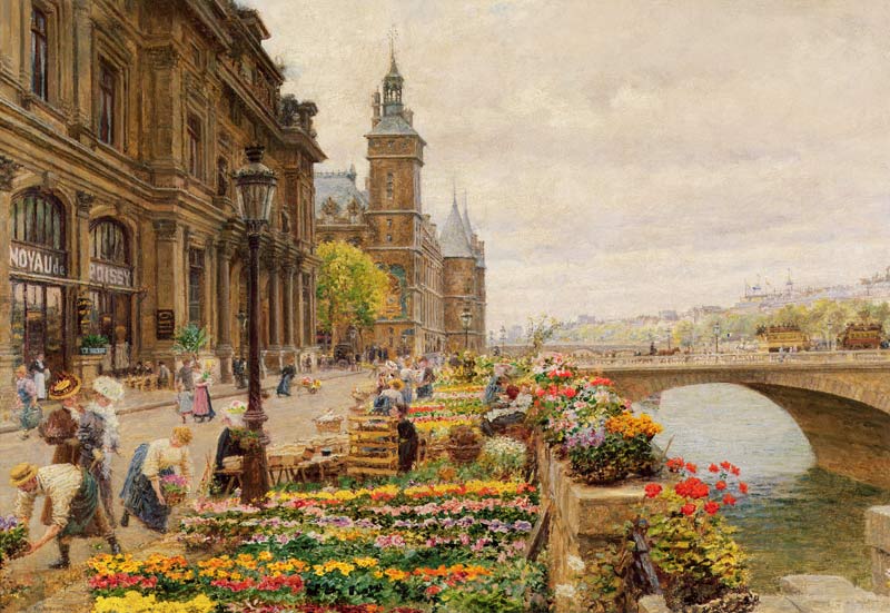 The Parisian Flower Market van Marie François Firmin-Girard