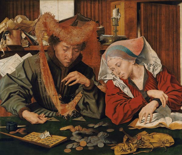De geldwisselaar en zijn vrouw  van Marinus Claeszon van Reymerswaele