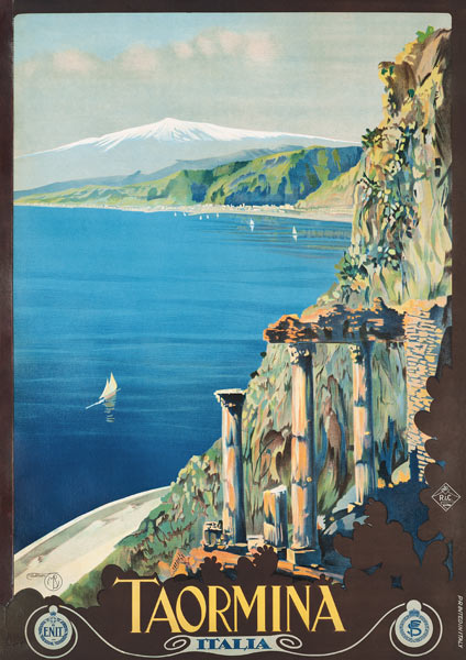 Poster advertising Taormina van Mario Borgoni