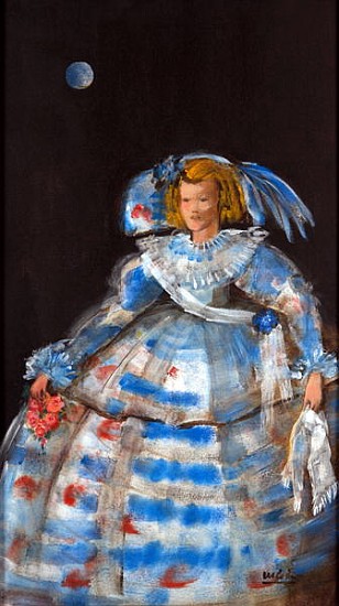 Menina with Blue Moon (oil & acrylic on canvas)  van Marisa  Leon