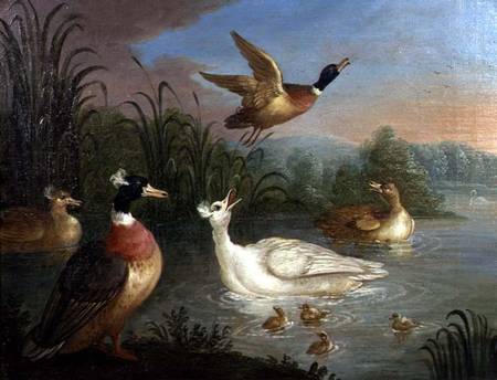 Ducks on a River Landscape van Marmaduke Craddock