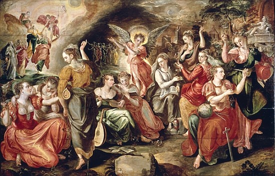 The Wise and the Foolish Virgins van Marten de Vos