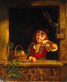 Junge mit Weintrauben van Martin Drölling