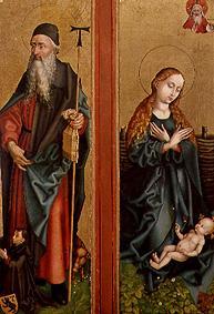 Zwei Flügel vom Orliac-Altar: Der hl. Antonius und Maria, das Kind anbetend. van Martin Schongauer