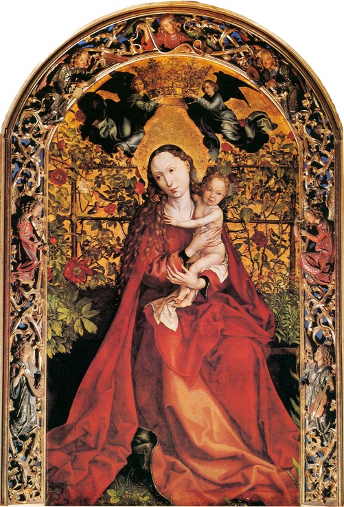Madonna in Rose Garden van Martin Schongauer