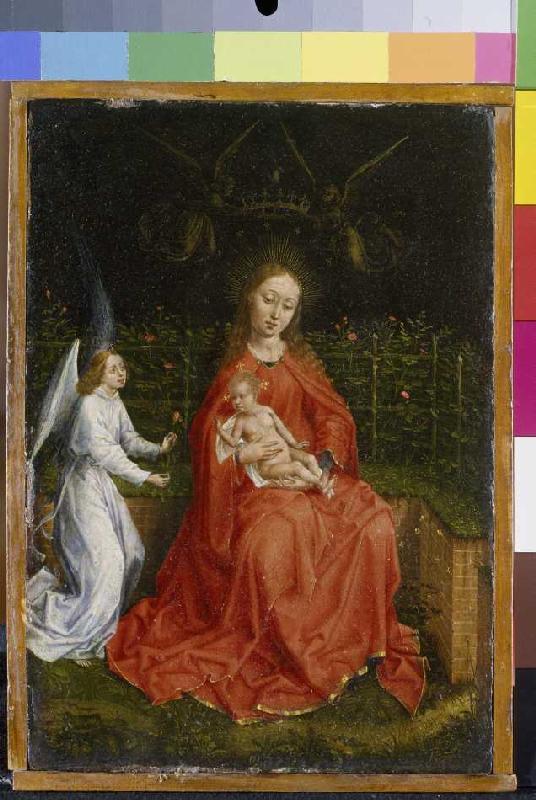 Madonna vor der Rosenhecke van Martin Schongauer (Umkreis)