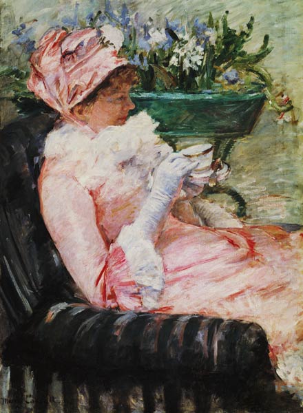 Dame beim Tee van Mary Cassatt